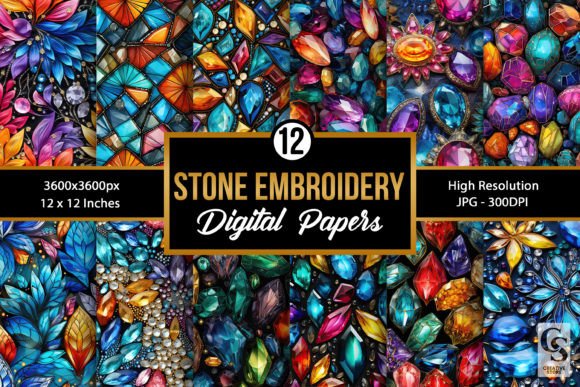 Reviewing Colorful Stone Embroidery Digital Papers