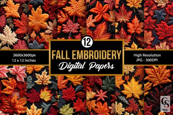 Reviewing Fall Leaves Embroidery Digital Papers for Craft Fairs