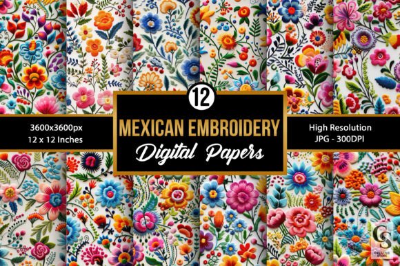Reviewing Mexican Flower Embroidery Digital Papers