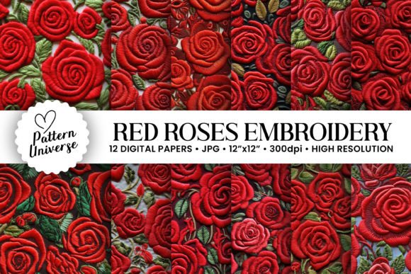 Roses Embroidery Flowers Digital Papers Review